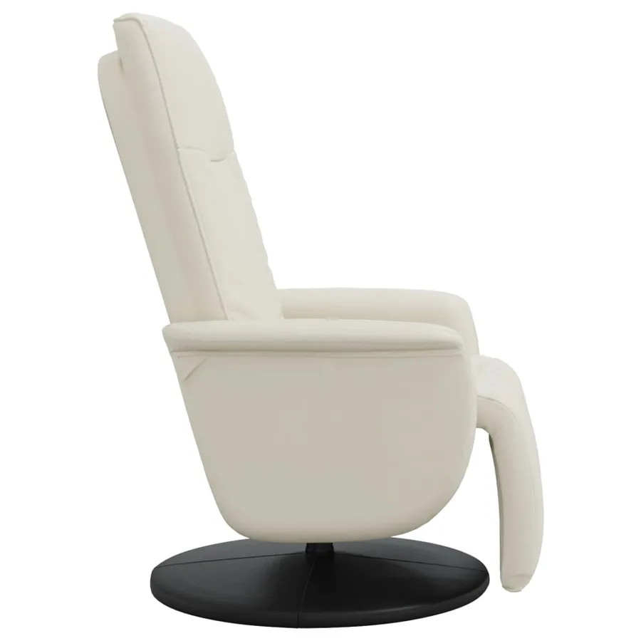 Fauteuil inclinable avec repose-pieds crème similicuir - 4