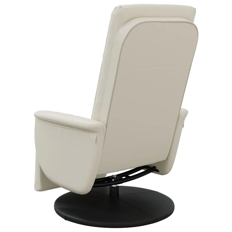 Fauteuil inclinable avec repose-pieds crème similicuir - 5