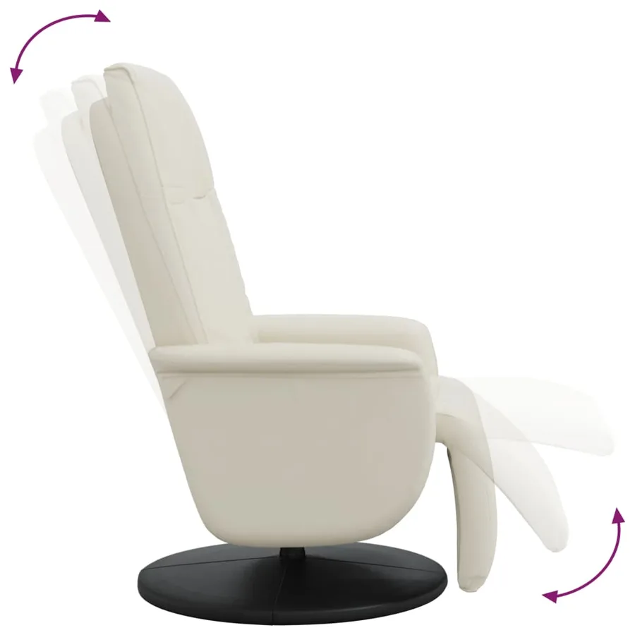 Fauteuil inclinable avec repose-pieds crème similicuir - 6