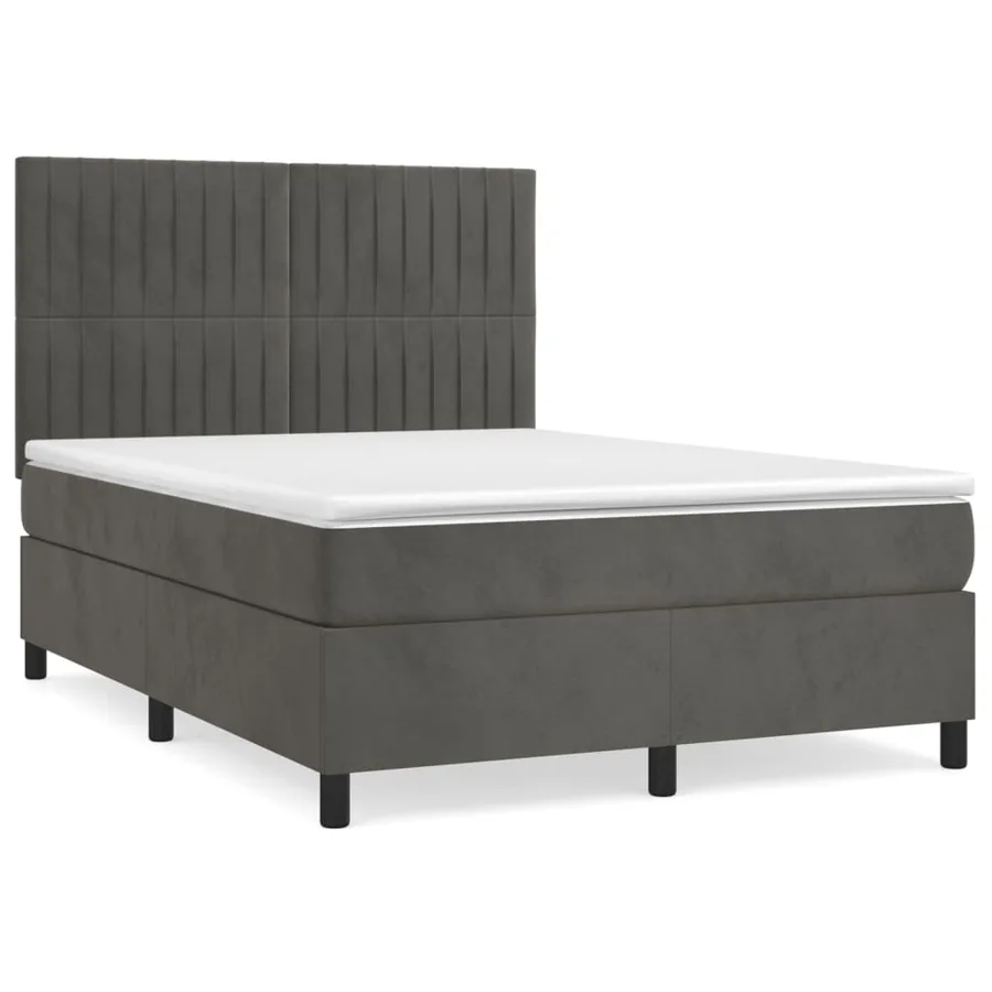 Sommier à lattes de lit et matelas Gris foncé 140x200cm Velours - 2