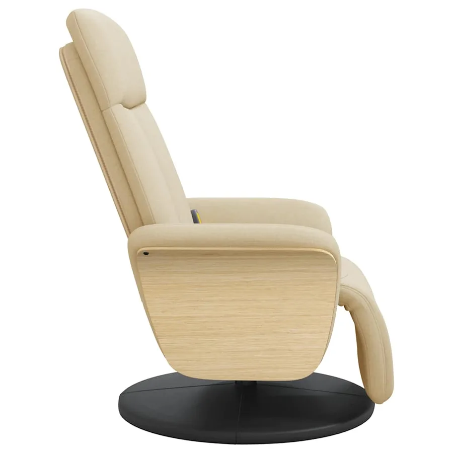Fauteuil inclinable de massage avec repose-pieds crème tissu - 5