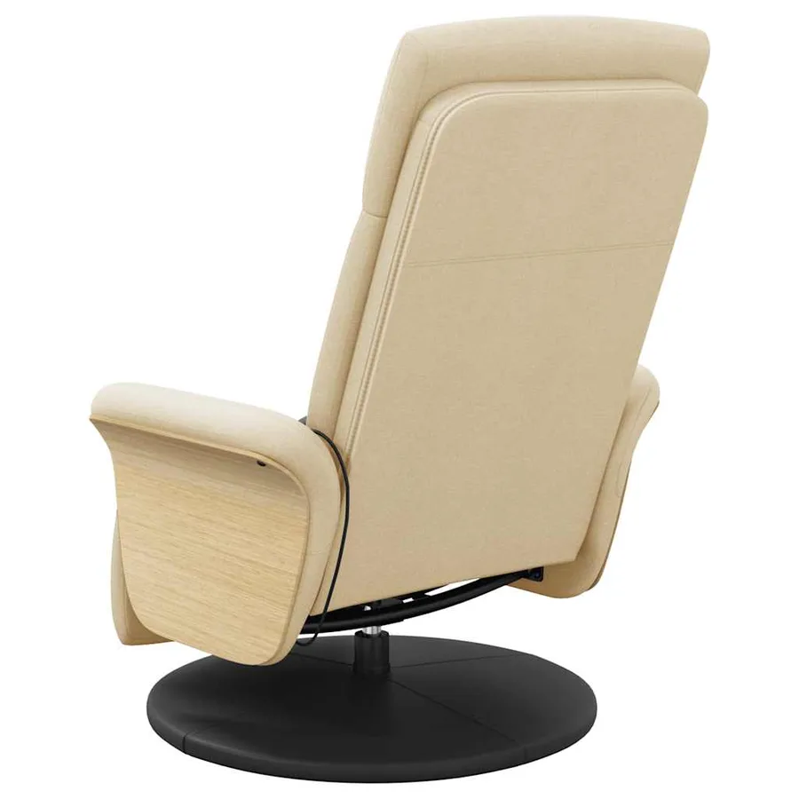 Fauteuil inclinable de massage avec repose-pieds crème tissu - 6