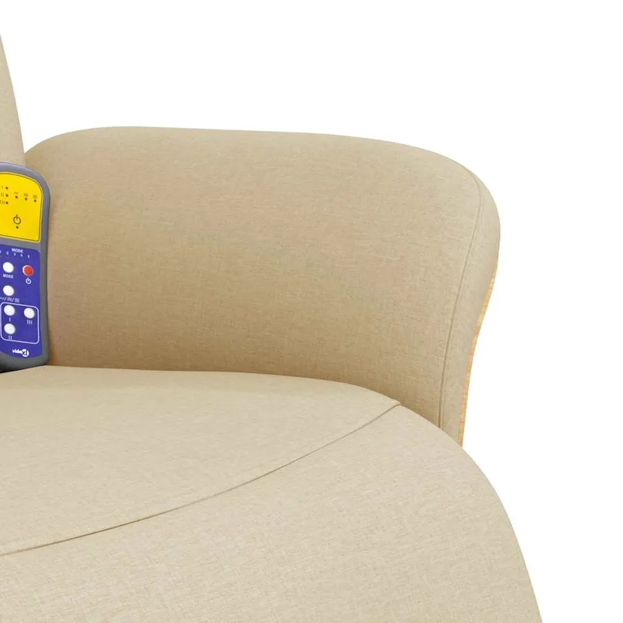 Fauteuil inclinable de massage avec repose-pieds crème tissu - 8