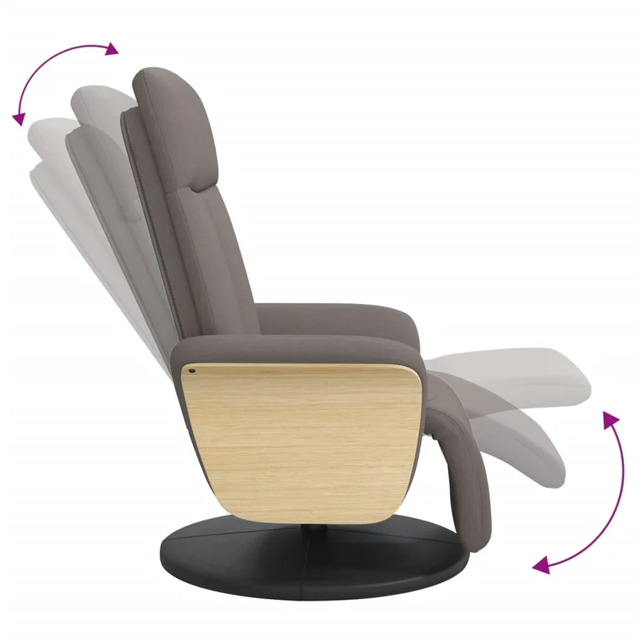Fauteuil inclinable avec repose-pieds taupe tissu - 7