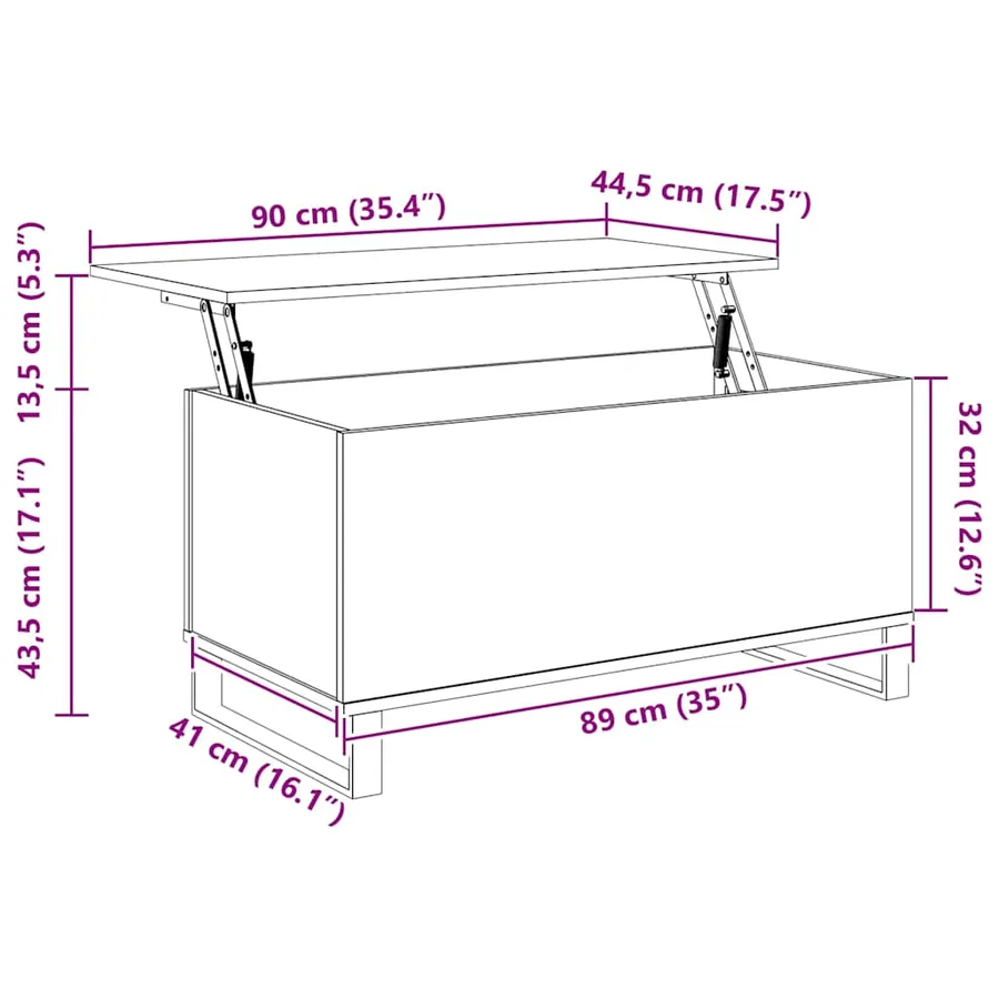 Table basse Blanc 90x44,5x45 cm Bois d'ingénierie - 11