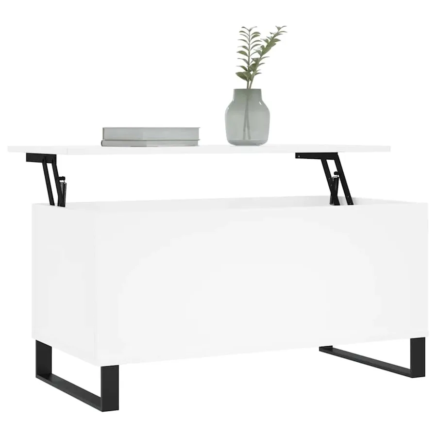 Table basse Blanc 90x44,5x45 cm Bois d'ingénierie - 3