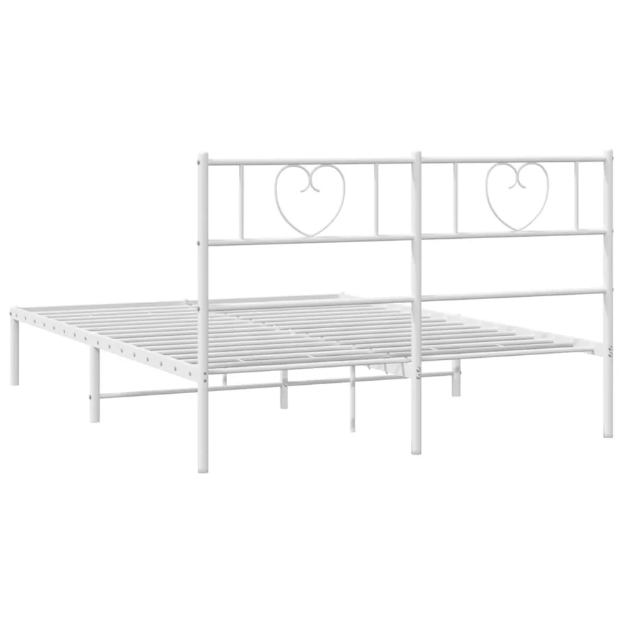 Cadre de lit métal sans matelas et tête de lit blanc 140x190 cm - 7