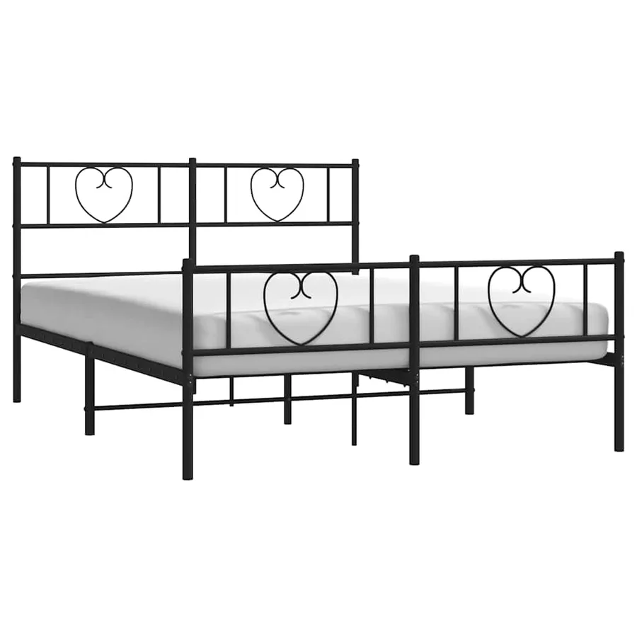 Cadre de lit métal sans matelas avec pied de lit noir 150x200cm - 3