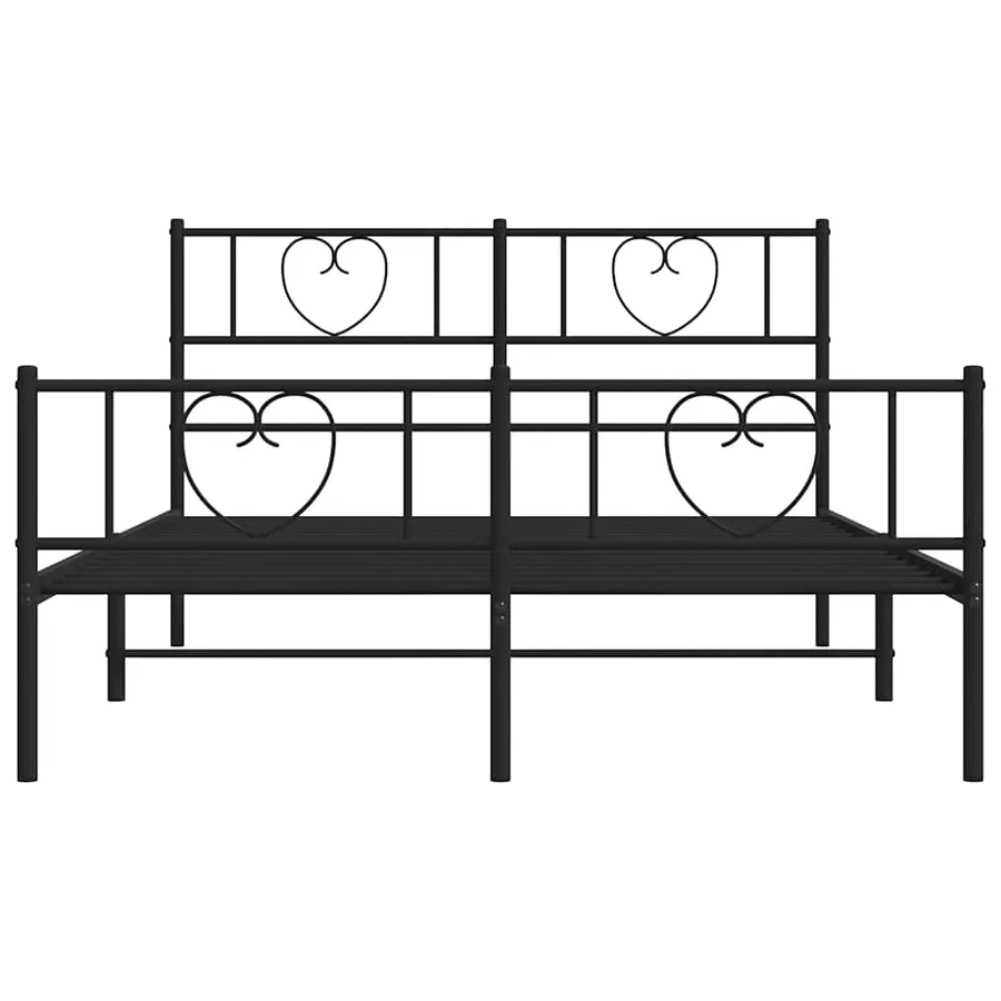 Cadre de lit métal sans matelas avec pied de lit noir 150x200cm - 6