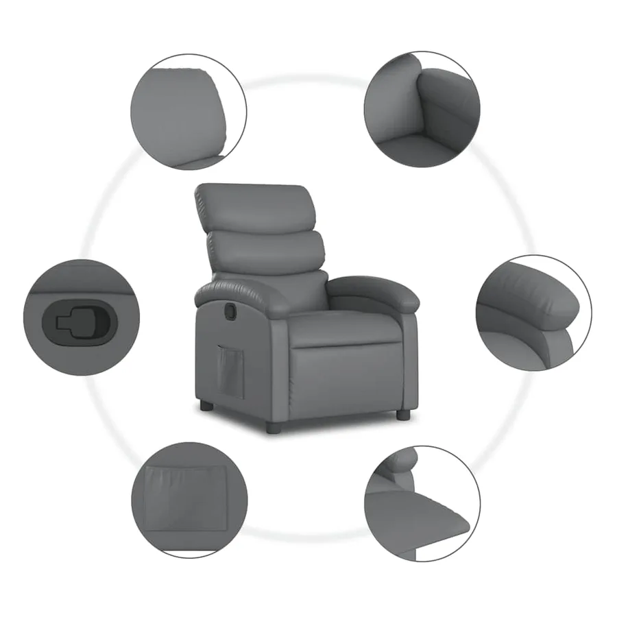 Fauteuil inclinable Gris Similicuir - 8