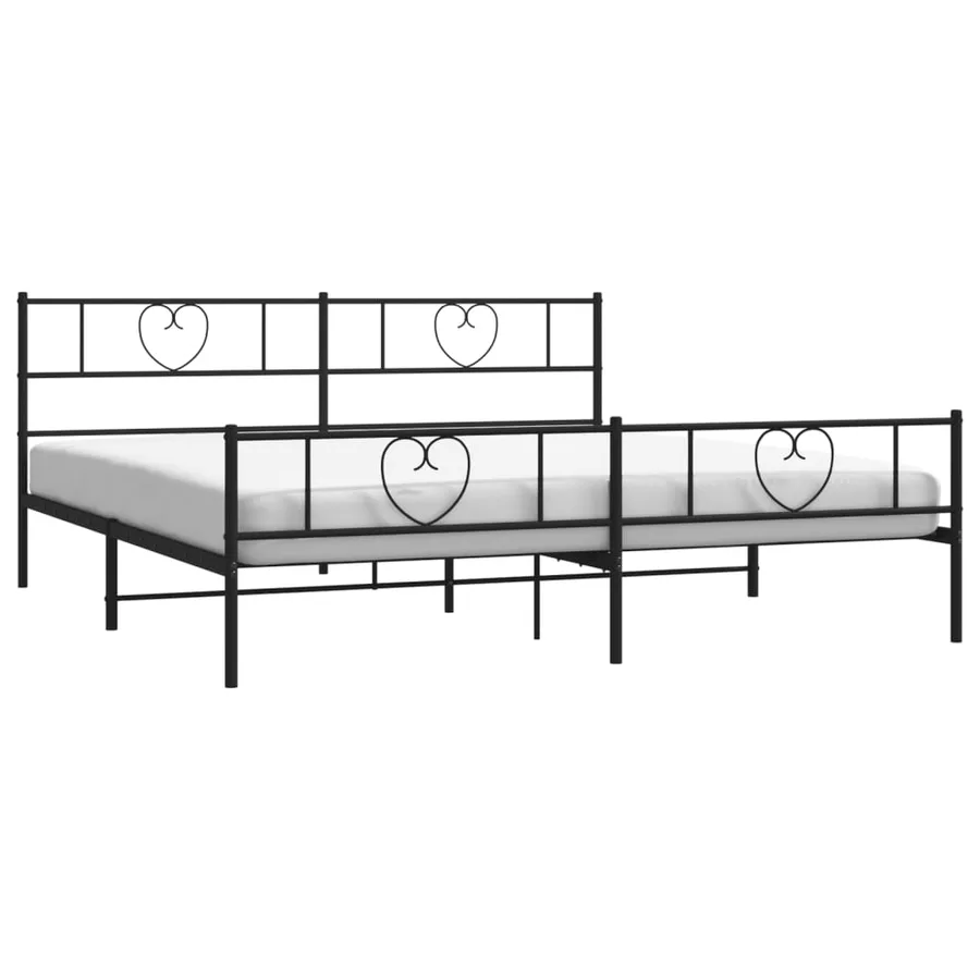 Cadre de lit métal sans matelas avec pied de lit noir 200x200cm - 3