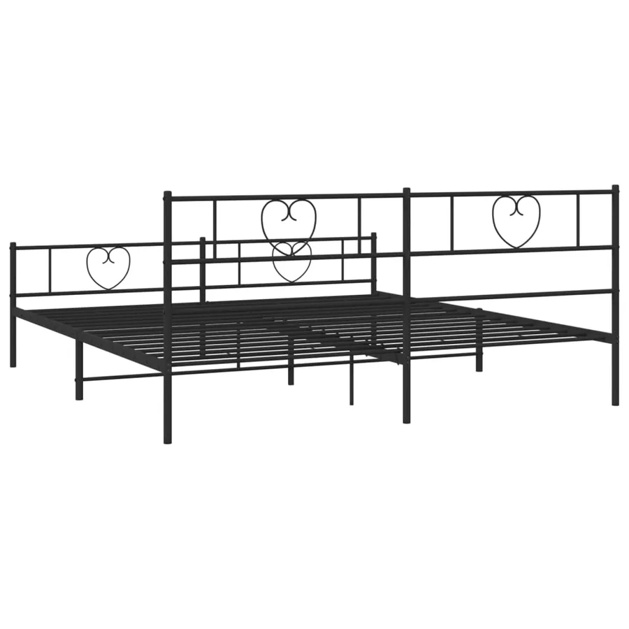 Cadre de lit métal sans matelas avec pied de lit noir 200x200cm - 7