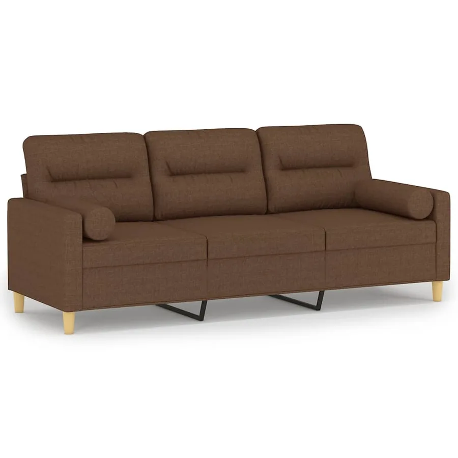 Canapé 3 places avec oreillers décoratifs marron 180 cm tissu - 2