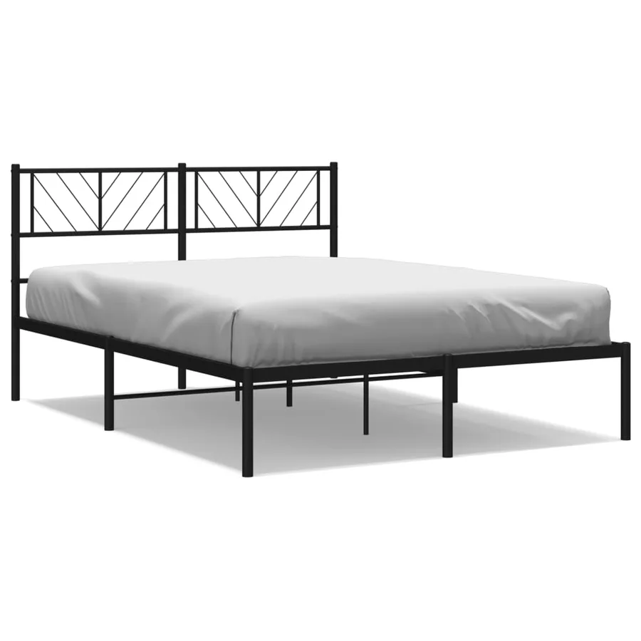 Cadre de lit métal sans matelas avec tête de lit noir 140x200cm - 2
