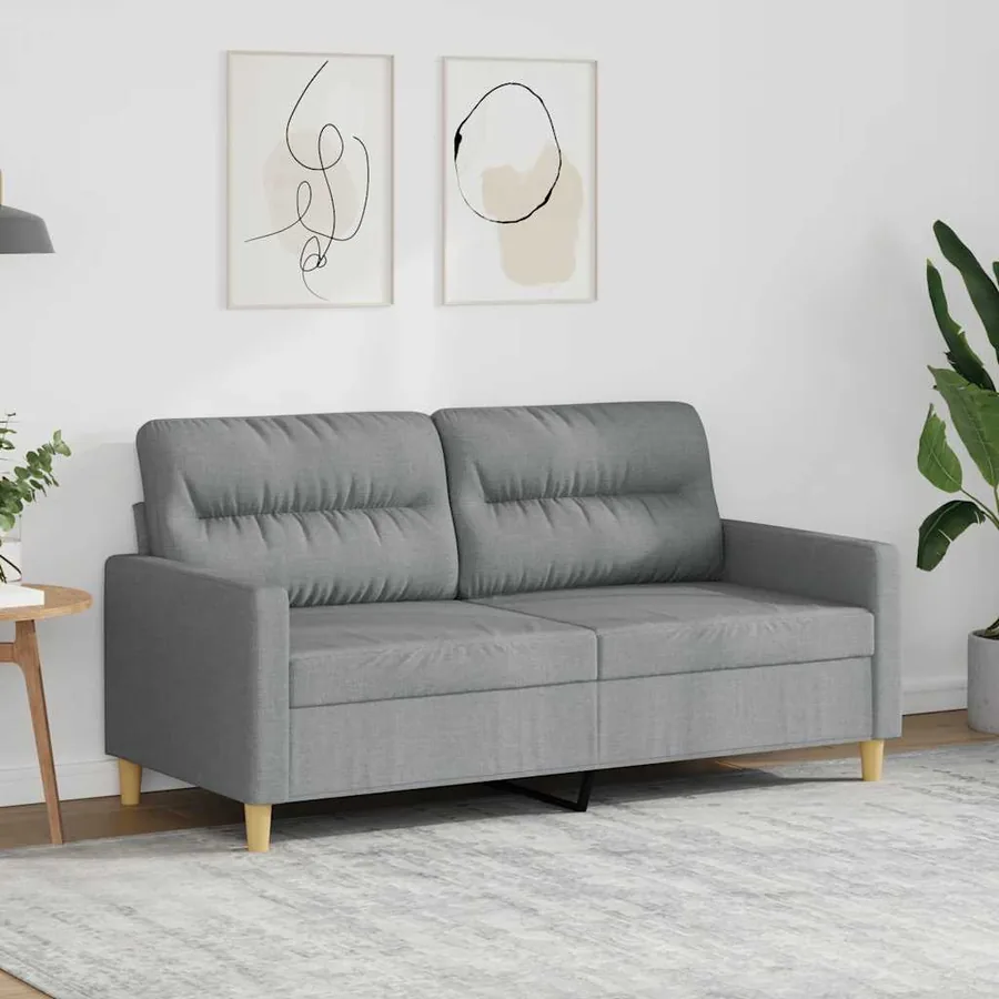 Canapé à 2 places Gris clair 140 cm Tissu
