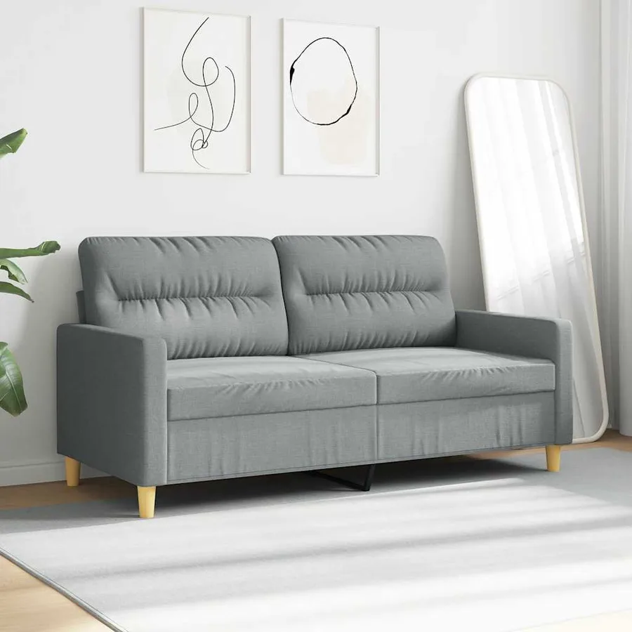 Canapé à 2 places Gris clair 140 cm Tissu - 3