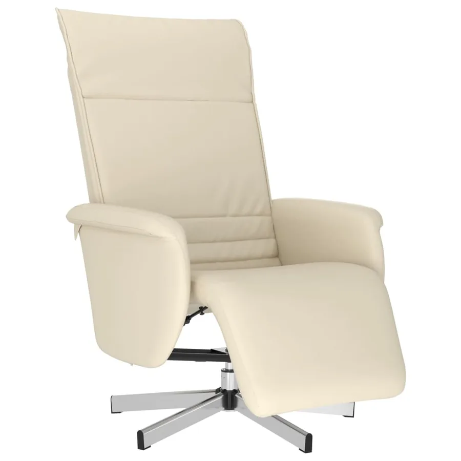 Fauteuil inclinable avec repose-pieds crème similicuir - 2