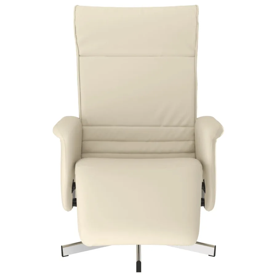 Fauteuil inclinable avec repose-pieds crème similicuir - 3