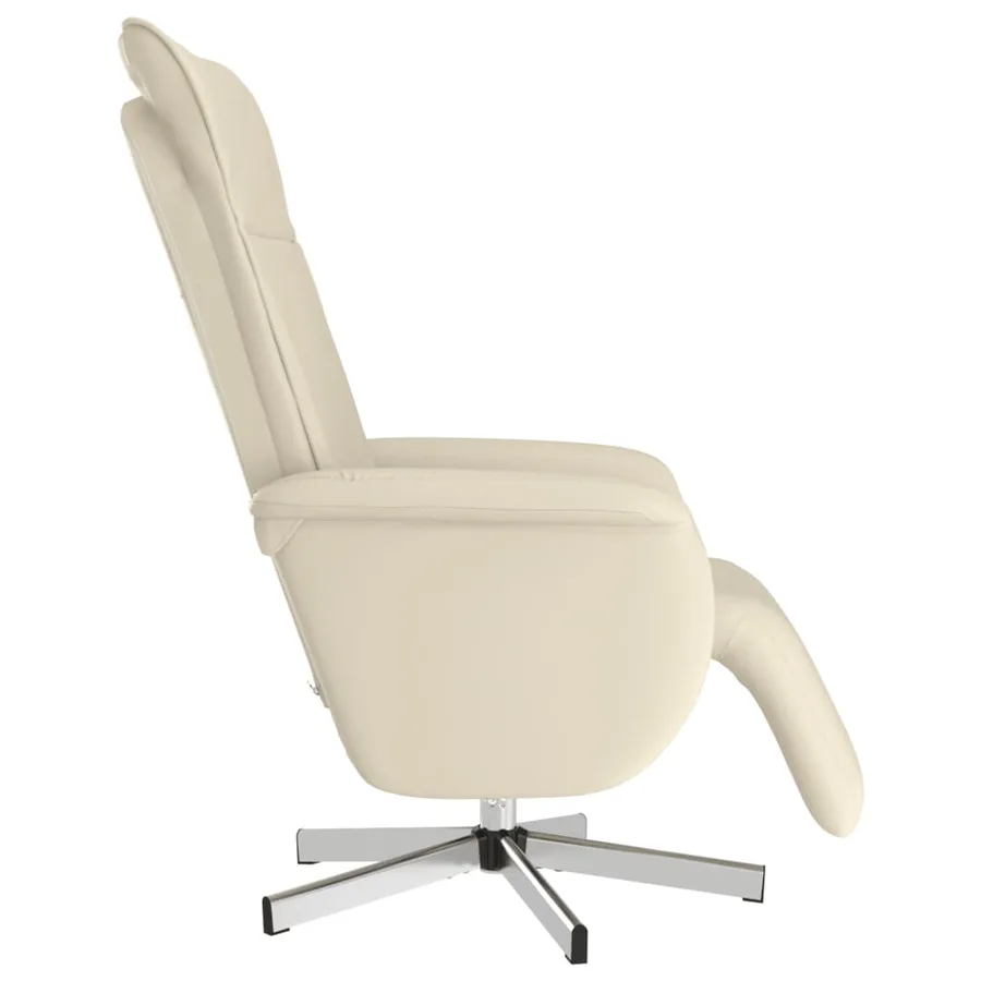 Fauteuil inclinable avec repose-pieds crème similicuir - 4