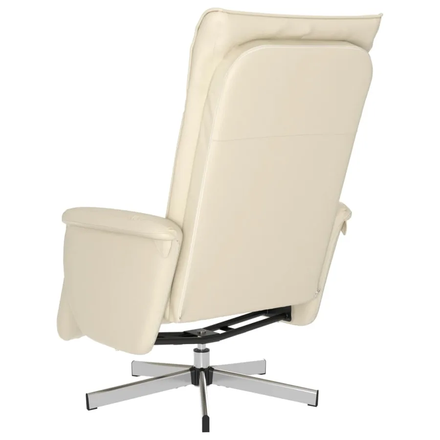 Fauteuil inclinable avec repose-pieds crème similicuir - 5
