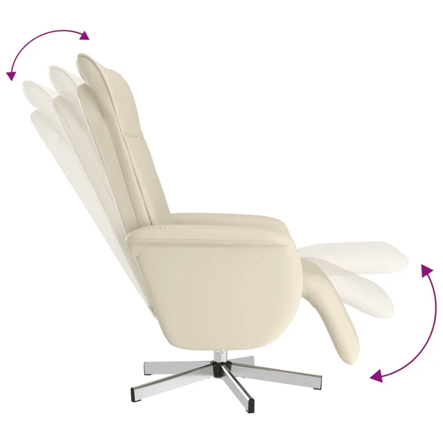 Fauteuil inclinable avec repose-pieds crème similicuir - 6