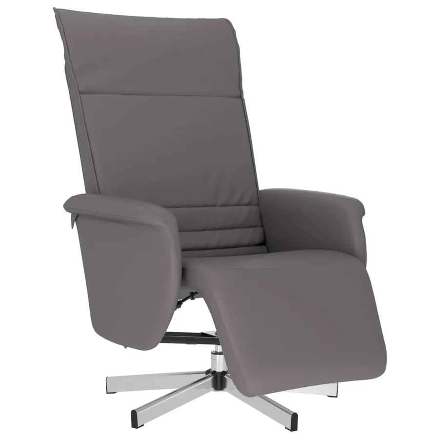Fauteuil inclinable avec repose-pieds gris similicuir - 2