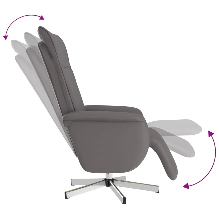 Fauteuil inclinable avec repose-pieds gris similicuir - 6