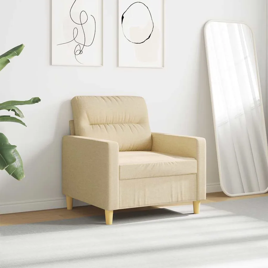 Fauteuil Crème 60 cm Tissu - 3