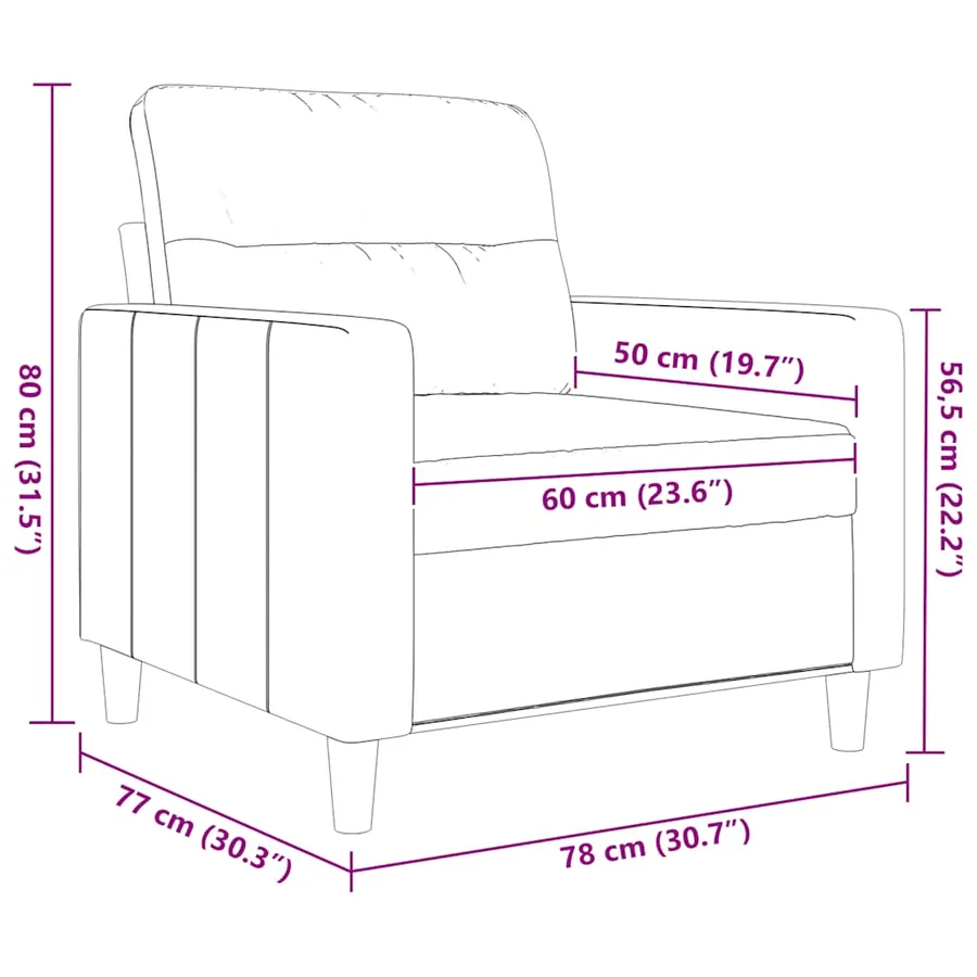 Fauteuil Crème 60 cm Tissu - 9