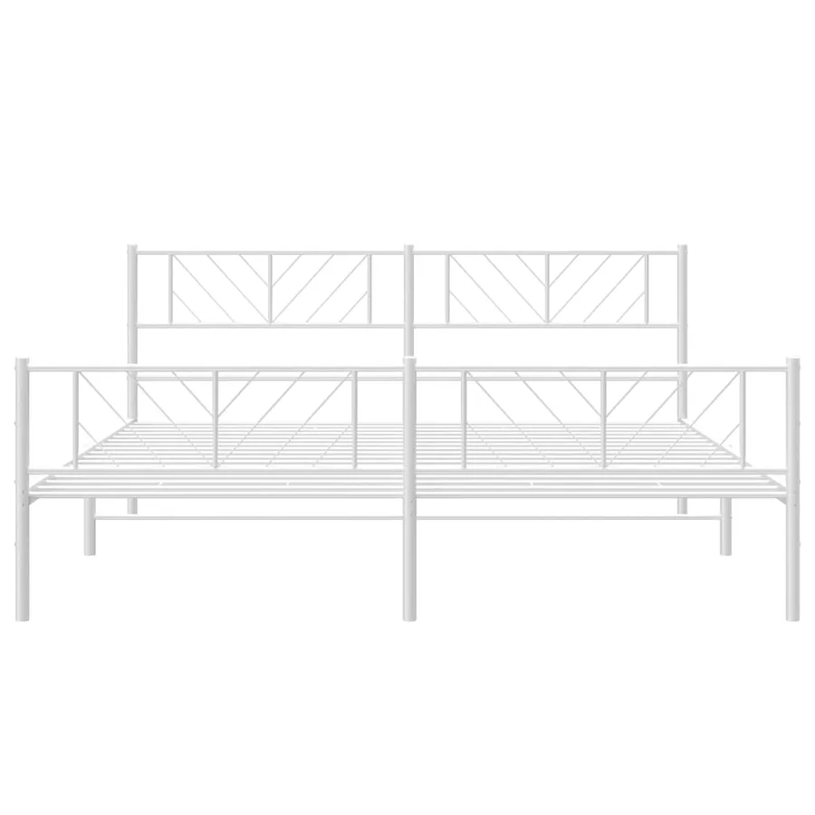 Cadre de lit métal sans matelas et pied de lit blanc 180x200 cm - 5
