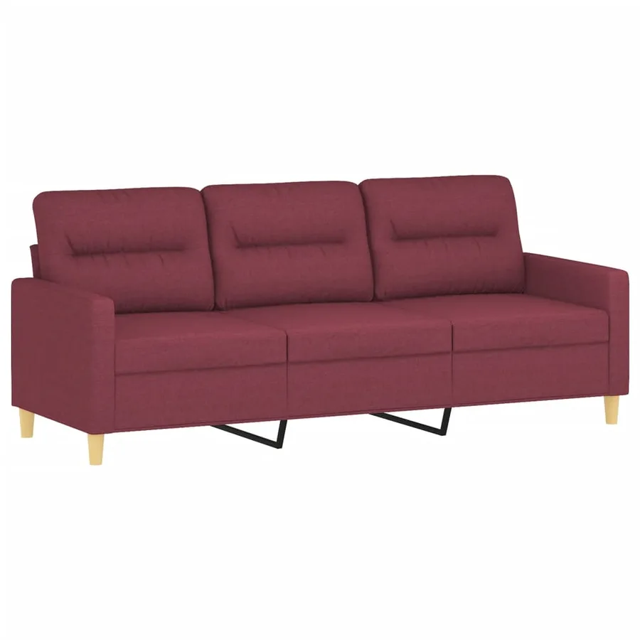 Ensemble de canapés 3 pcs avec coussins Rouge bordeaux Tissu - 4