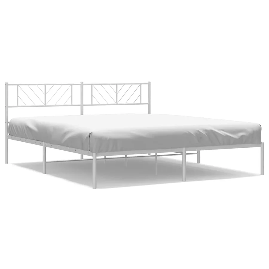 Cadre de lit métal sans matelas et tête de lit blanc 183x213 cm - 2