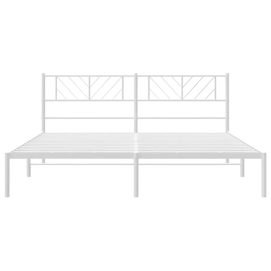 Cadre de lit métal sans matelas et tête de lit blanc 183x213 cm - 6