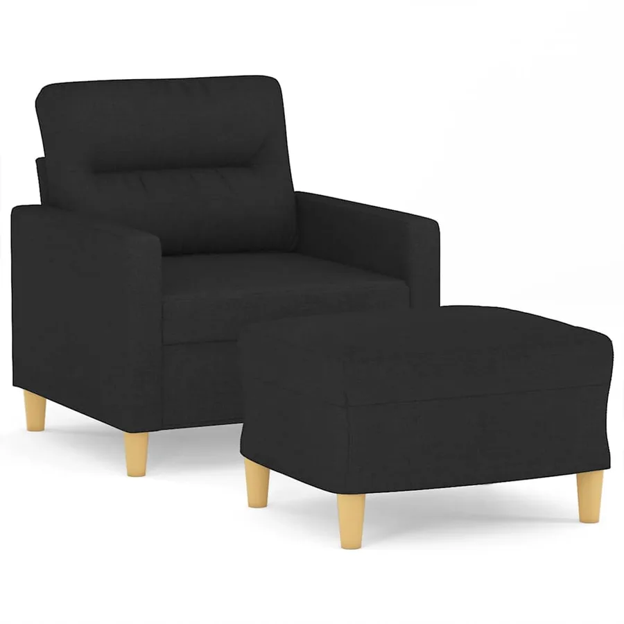 Fauteuil avec repose-pied Noir 60 cm Tissu - 2