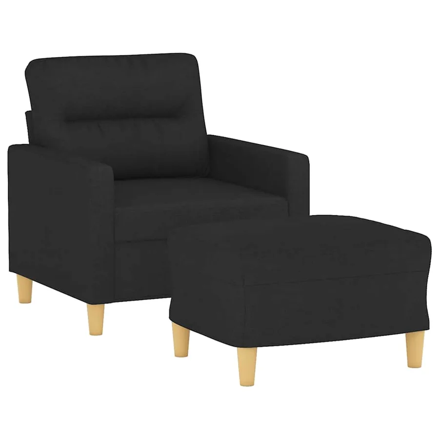Fauteuil avec repose-pied Noir 60 cm Tissu - 3
