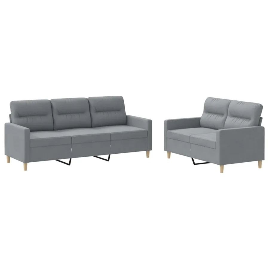 Ensemble de canapés 2 pcs avec coussins Gris clair Tissu - 2