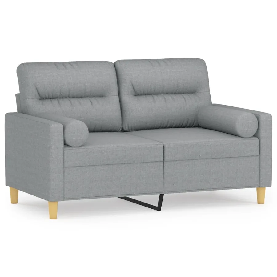 Canapé 2 places avec oreillers gris clair 120 cm tissu - 2