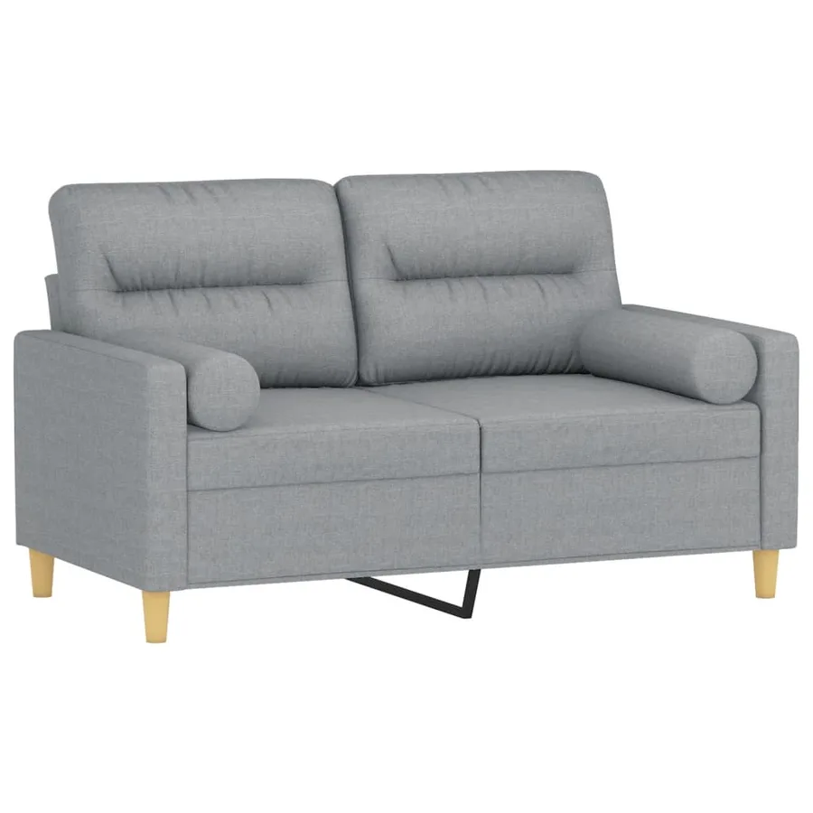 Canapé 2 places avec oreillers gris clair 120 cm tissu - 3