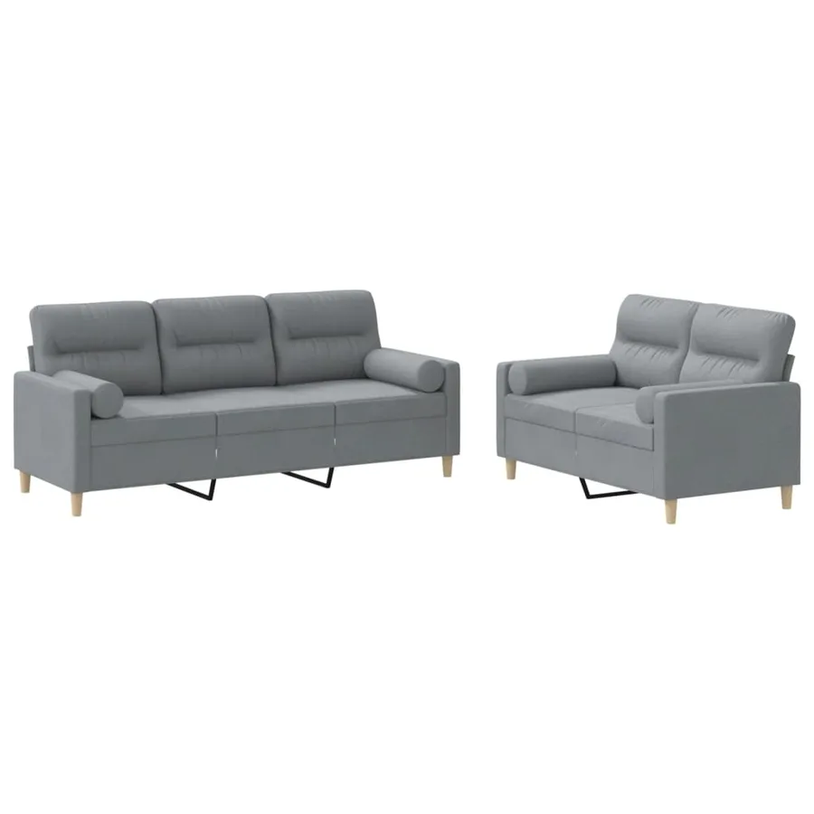 Ensemble de canapés 2 pcs coussins gris clair tissu - 2