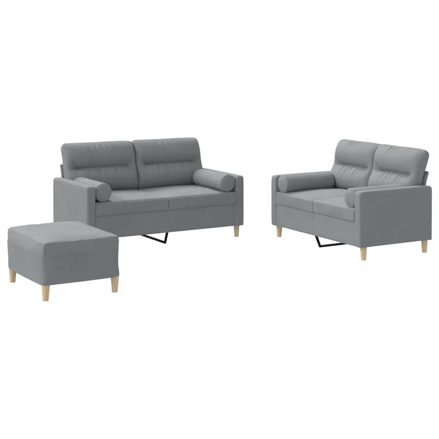 Ensemble de canapés 3 pcs coussins gris clair tissu - 2