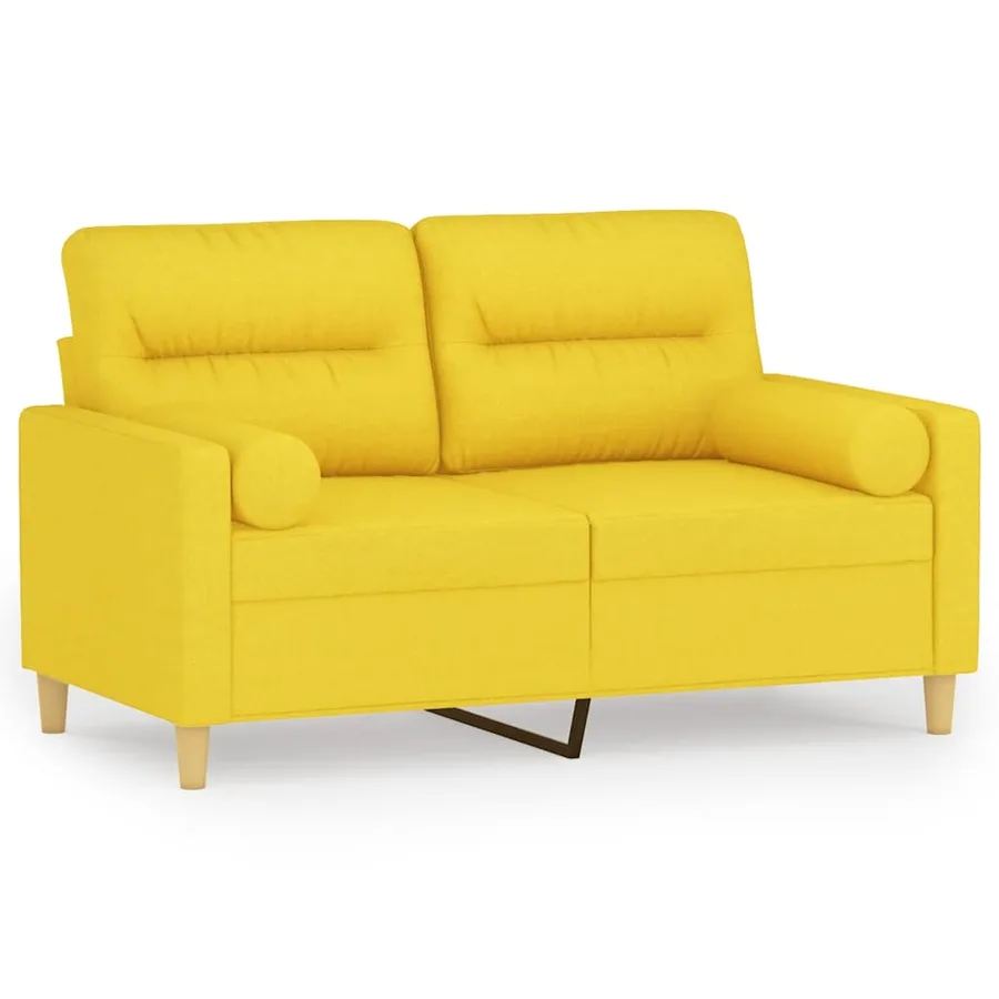 Canapé 2 places avec oreillers jaune clair 120 cm tissu - 2