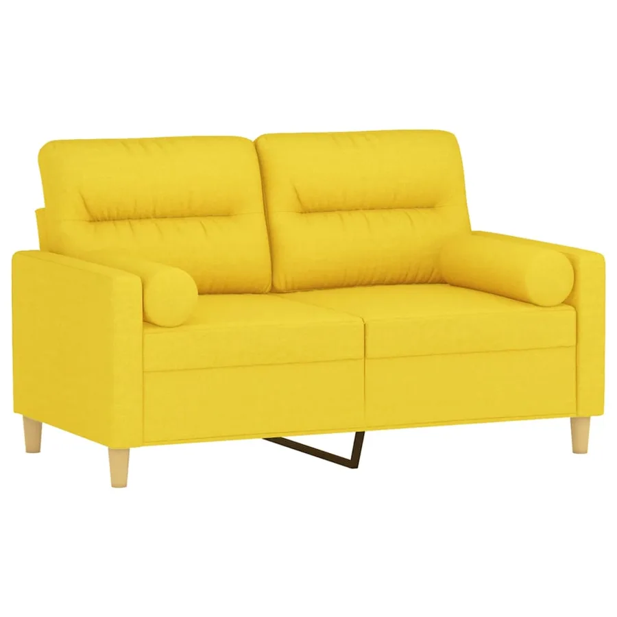 Canapé 2 places avec oreillers jaune clair 120 cm tissu - 3