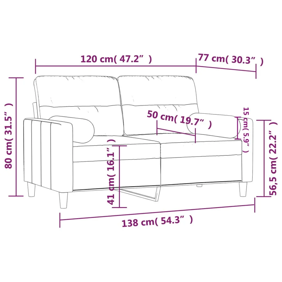 Canapé 2 places avec oreillers jaune clair 120 cm tissu - 8