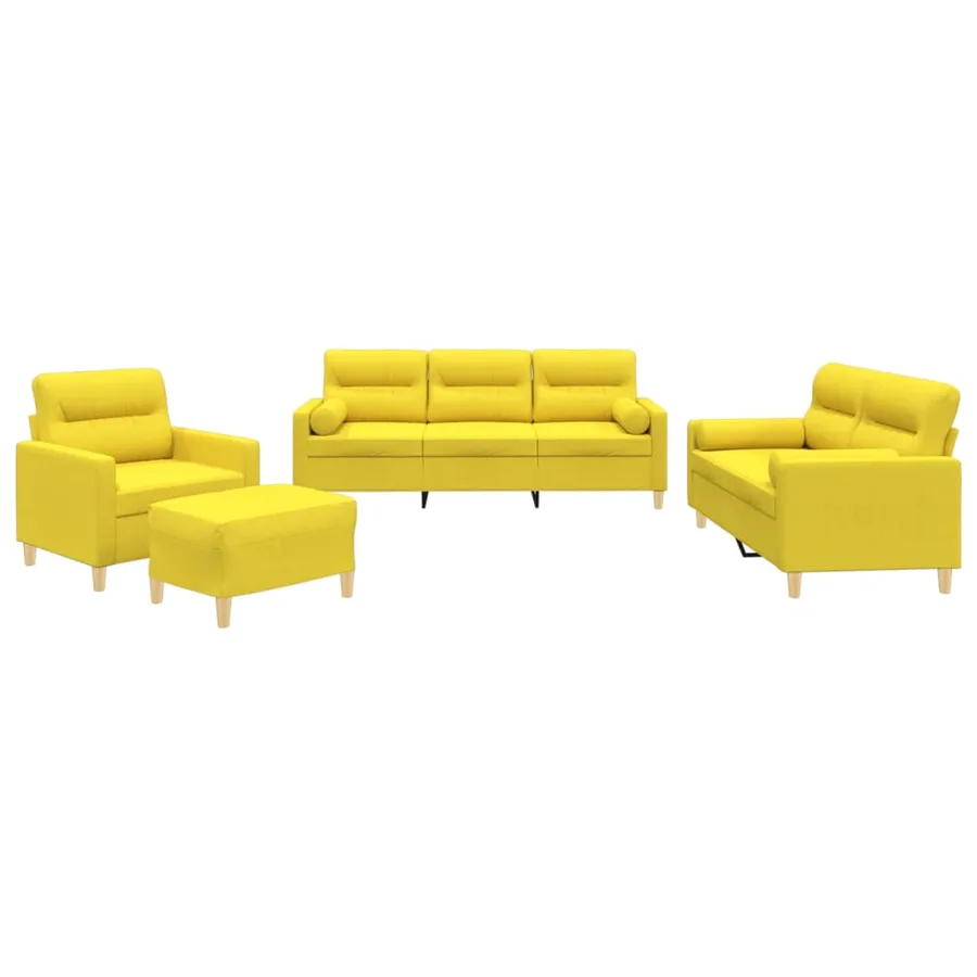 Ensemble de canapés 4 pcs avec coussins jaune clair tissu - 2