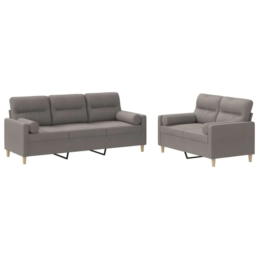 Ensemble de canapés 2 pcs avec coussins taupe tissu - 2