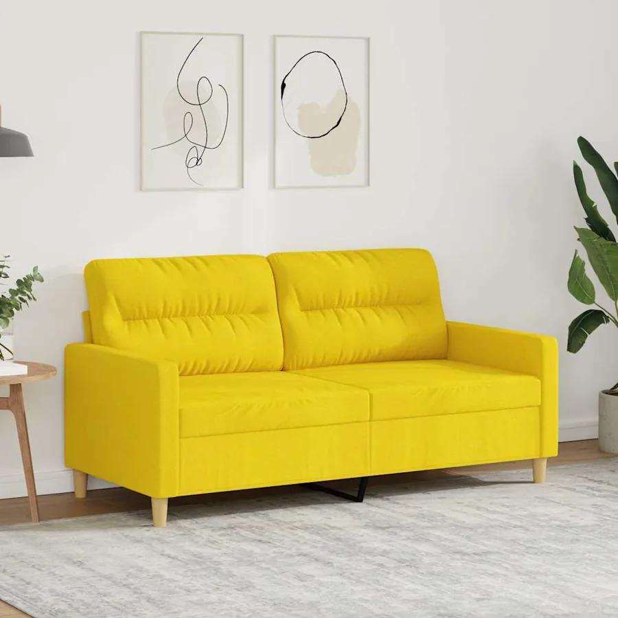 Canapé à 2 places Jaune clair 140 cm Tissu