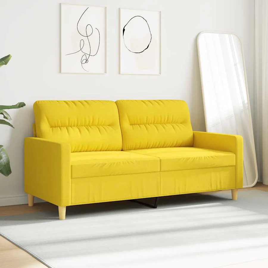 Canapé à 2 places Jaune clair 140 cm Tissu - 3