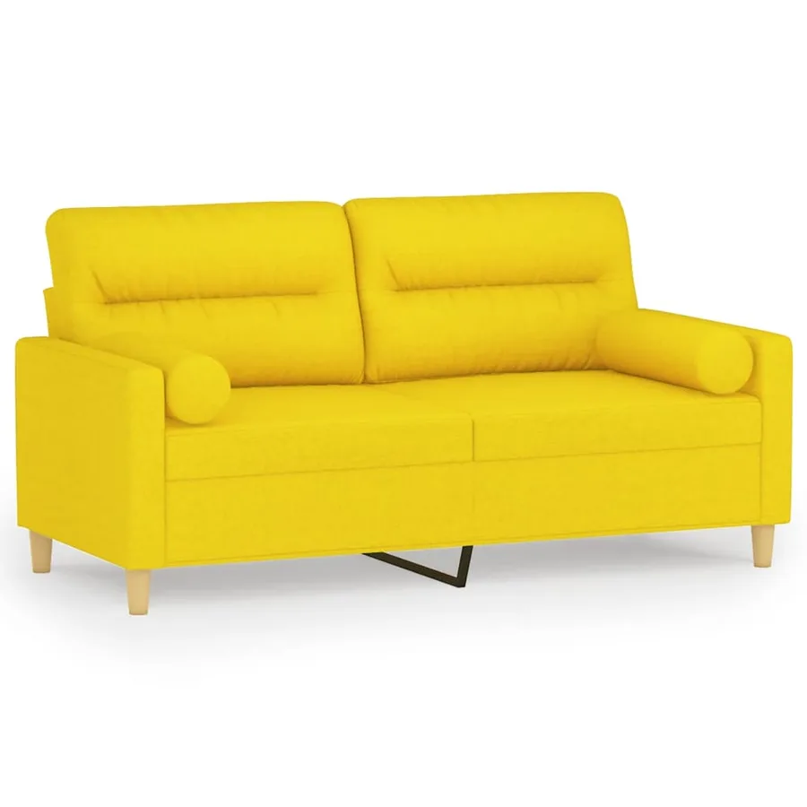 Canapé 2 places avec oreillers jaune clair 140 cm tissu - 2