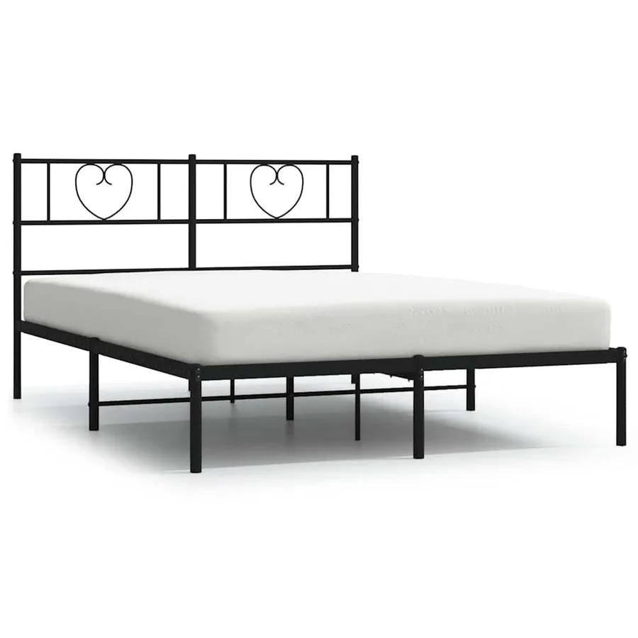 Cadre de lit métal sans matelas avec tête de lit noir 135x190cm - 2