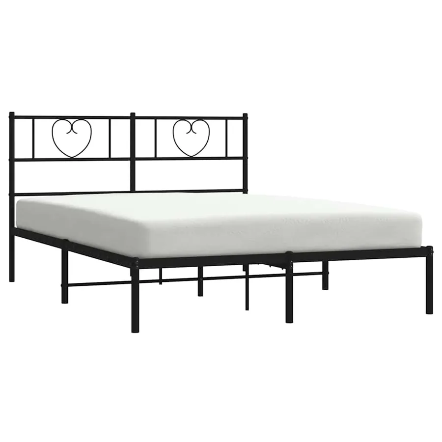 Cadre de lit métal sans matelas avec tête de lit noir 135x190cm - 3